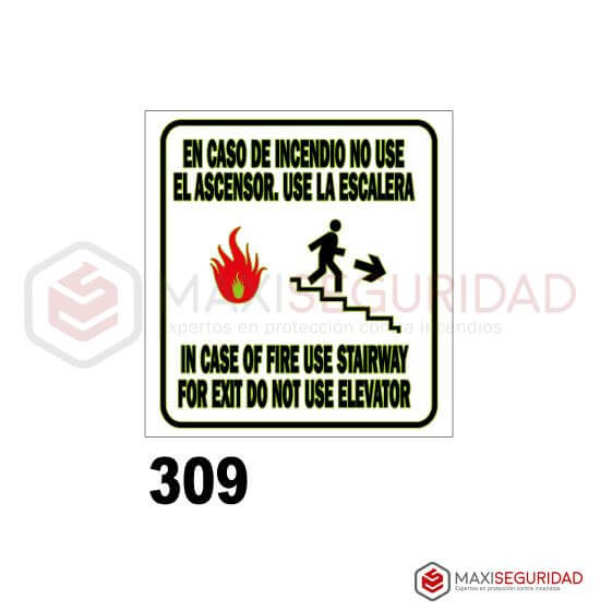 Cartel Incendio Fotoluminiscente 14 x 14